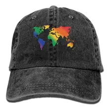 Карта радужного мира Джинсовая Шляпа Регулируемая Женская изогнутая бейсболка