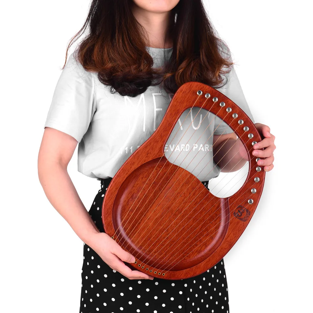 

Walter.t 16-String Wooden Lyre Harp Metal Strings Mahogany Solid Wood String Instrument with Carry Bag Tuning Wrench Strings