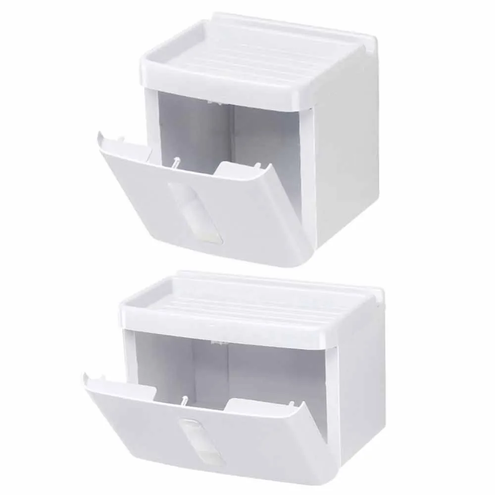 Waterproof Bathroom Tissue Box Plastic Bath Toilet Paper Holder Wall Mounted Paper Storage Box Double Layer