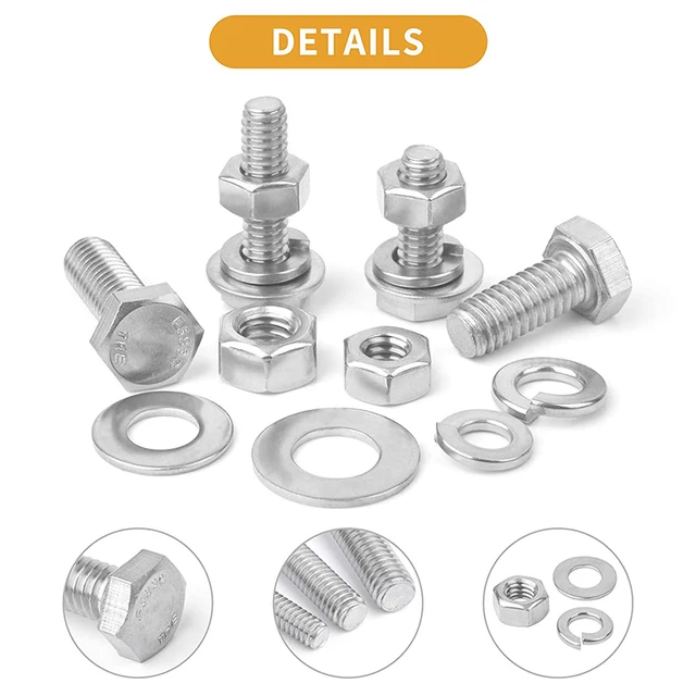 212 Pcs Unc Racillex Acél 304 Külső Hatszögletű Csavarválaszték 1/4 "20-3/8" - Image 3