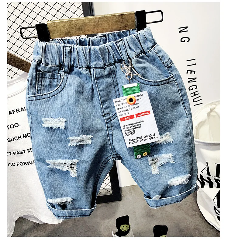 

Boys' Jeans Middle Pants 2019 Summer Children Casual with Holes Shorts Children Korean-style Loose-Fit Shorts