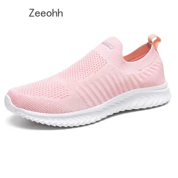

Women Shoes Plus Size loafer Sneakers Men Vulcanized Shoes Casual Female Slip On Flat Shoes White Mesh Walking Footwear Unisex