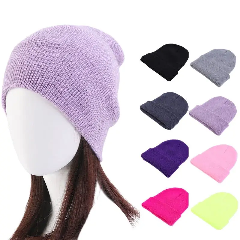 Fur Winter Hat Solid Unisex Autumn Winter Skullies & Beanies Knitting Bonnets