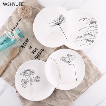 

Direct selling new style rural style creative ceramic retro elegant cake snack fruit salad home restaurant western steak dish