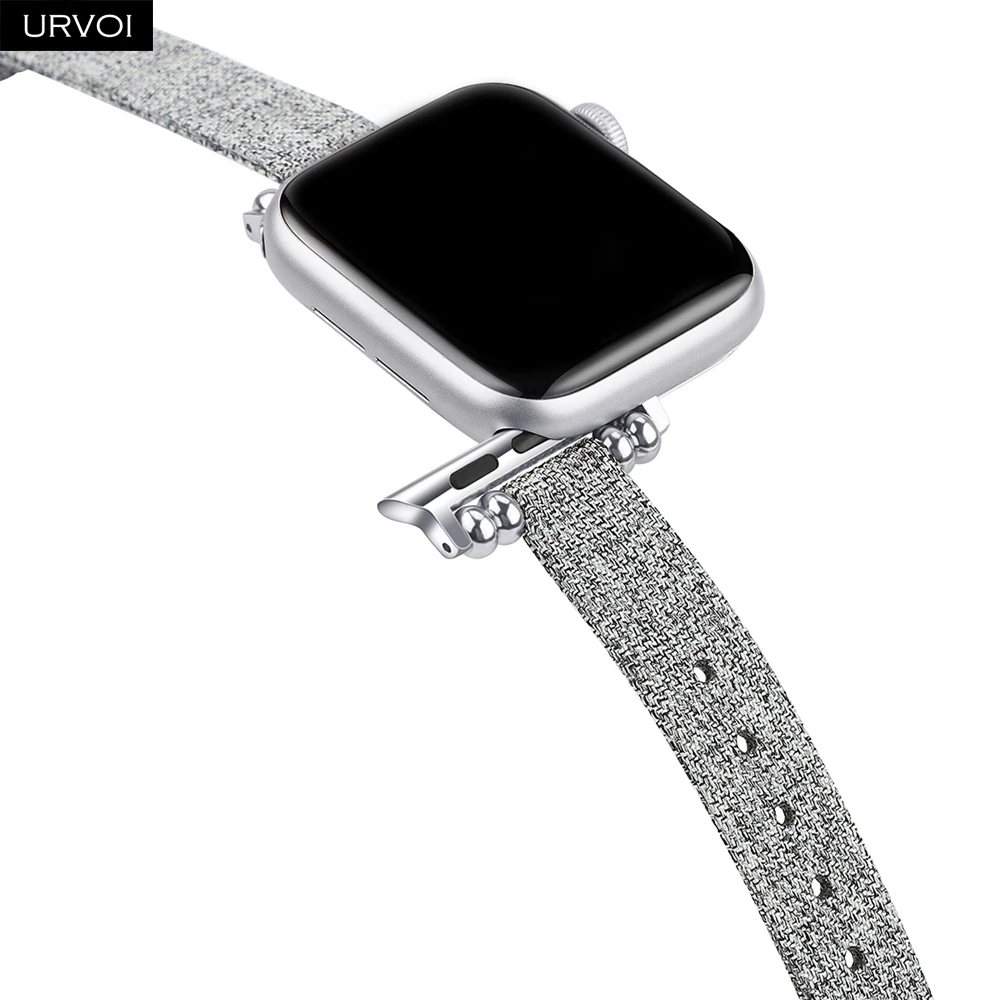 URVOI полотно холста для Apple Watch series 54 321 ремешок Ткань запястье для iwatch тонкий запястье современный дизайн подарок для девушек женщин