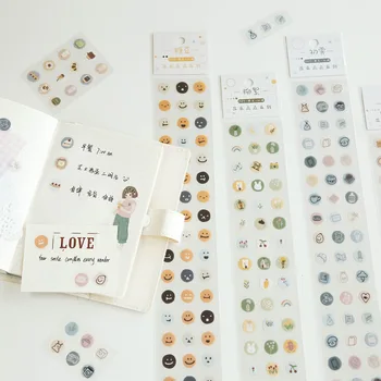 

Cute matte pet tape creative cute hand account material small pattern collage wide washi tape Kawaii smiley sticker