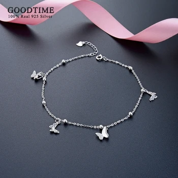 

Fashion Women Anklet Really 925 Sterling Silver Butterfly Hollow Zircon Beads Anklet Foot Accessories Dress Up For Girl Gift