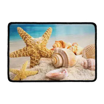 

Starfish Shell Print Anti-Slip Welcome Floor Mats Beach Ocean Style Living Room Outdoor Hallway Indoor Kitchen Area Rugs Tapete