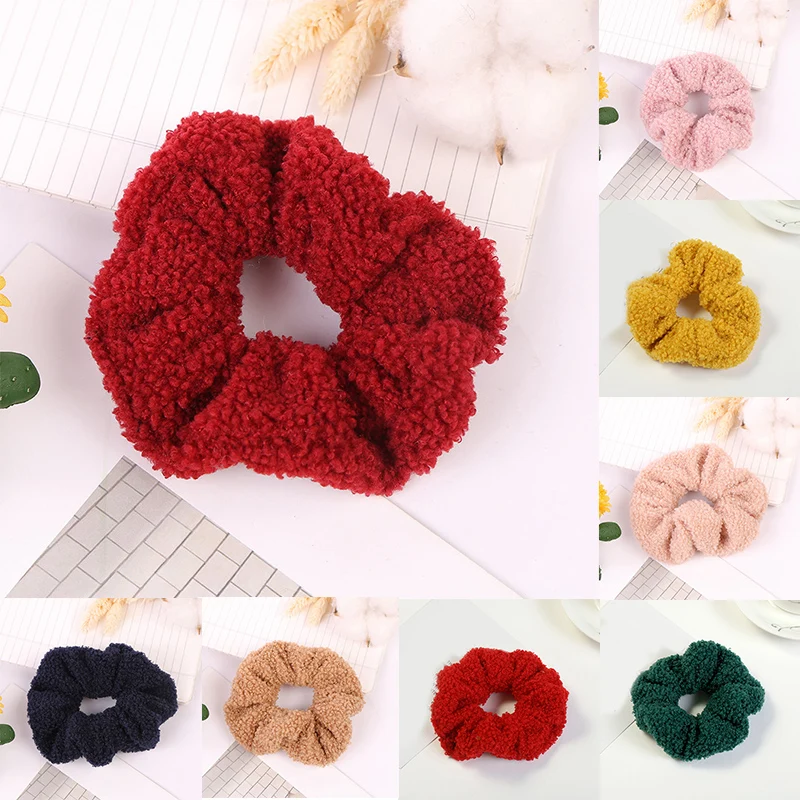 

Winter Soft Velvet Hair Scrunchies Fashion Plush Hair Rope Sweet Candy Color Ponytail Holder Hair Ring Girls Hair Accessories