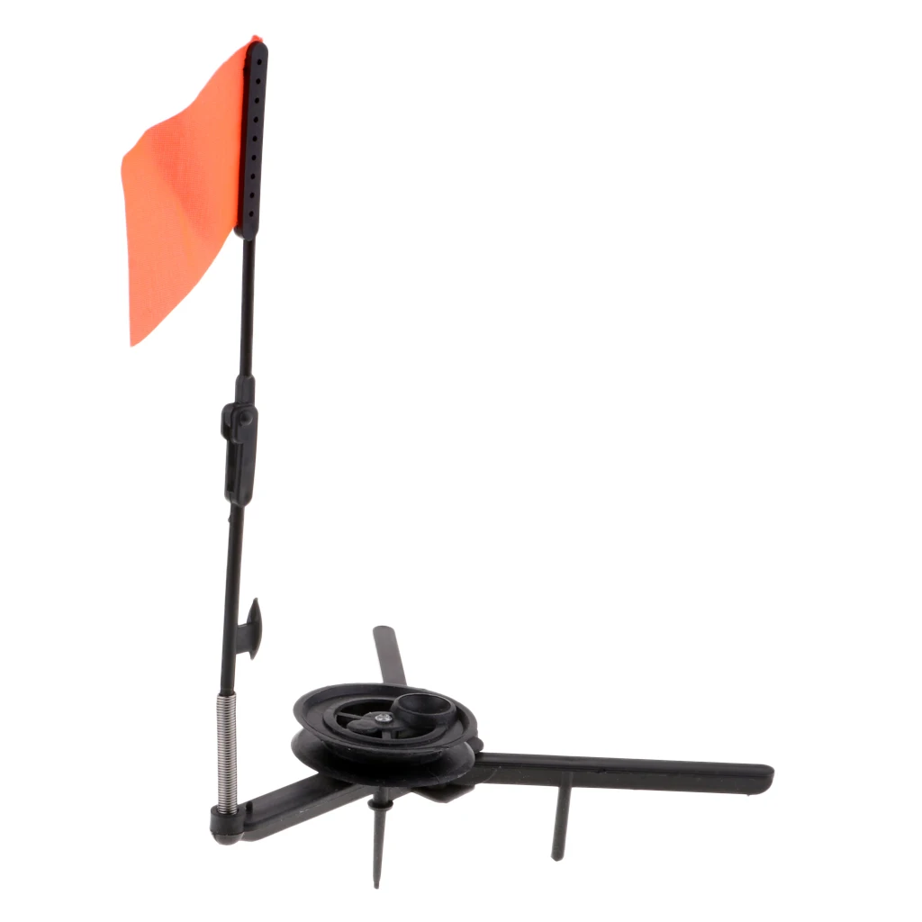 ABS Ice Fishing Tip-Up Ice Fishing Rod with Hole Cover and Orange Flag