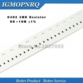 

500pcs 1% 0402 SMD resistor 0R ~ 10M 1/16W 0 1 10 100 150 220 330 ohm 1K 2.2K 4.7K 10K 100K 0R 1R 10R 100R 150R 220R 330R 1M 10M