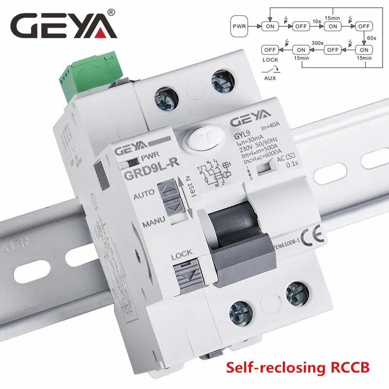 Автоматический автоматический выключатель GEYA GRD9L 6KA ELCB RCCB цепи с дистанционным
