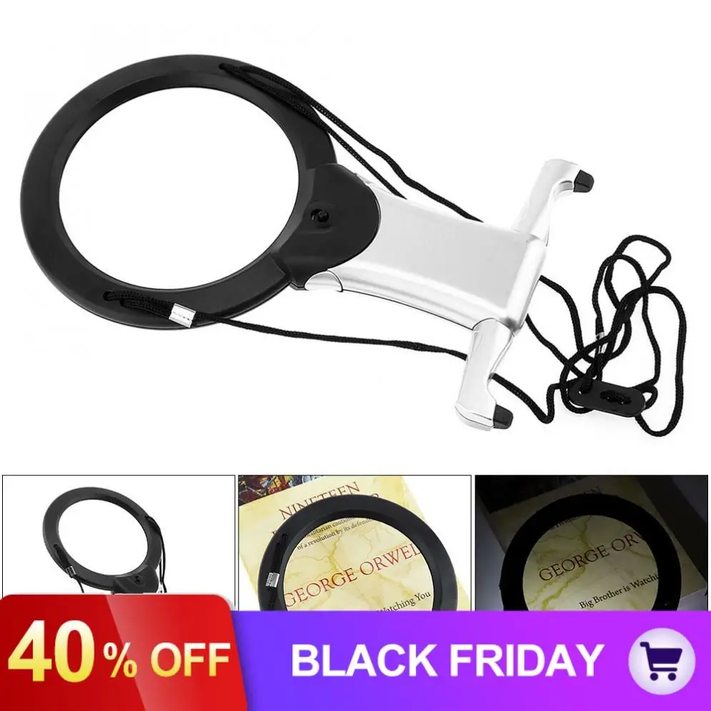 6X Multi-Functional Desktop Handheld Suspension Type Magnifier with 2 LED Lamps and Hang Rope for Archaeological / Philatelic l