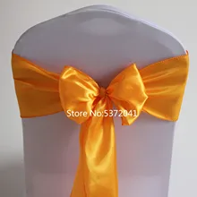 Горячая 17 × 275 см оранжевый стул с обивкой из тафты створки для свадебного мероприятия, вечерние и банкетные украшения