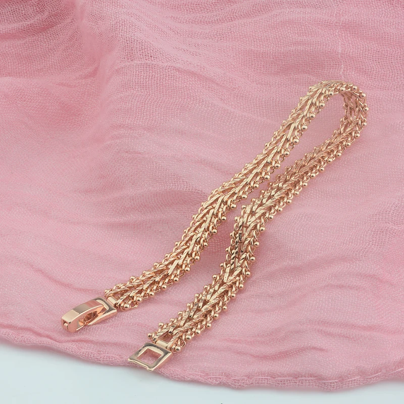 FJ Новые 8 мм для мужчин и женщин 585 розовое золото цвет вырезанные Centenary узорчатые браслеты звенья цепи