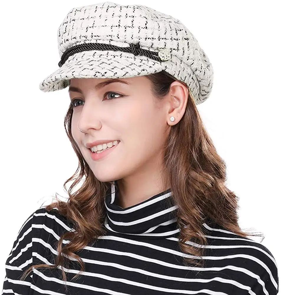 Женская Шерстяная кепка газетчика берет с козырьком модная зимняя шапка