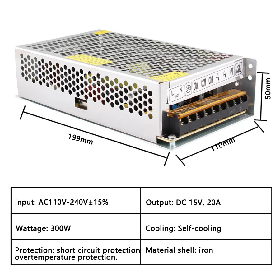 Трансформаторы освещения AC DC 15V адаптер питания 15V 3A 5A 10A 20A 30A Alimentacion светодиодный драйвер блок питания светодиодной ленты - Цвет: 15V 20A