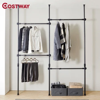 

COSTWAY Clothes Hanger Coat Rack Floor Hanger Storage Wardrobe Clothing Drying Racks porte manteau kledingrek perchero de pie