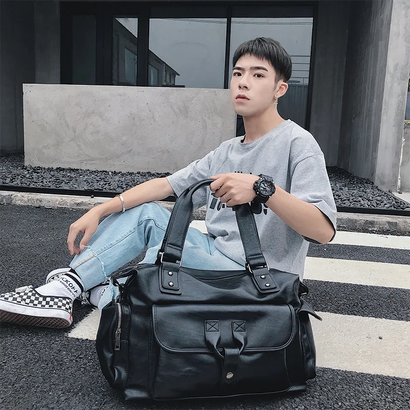 

Men's Tote Bag Large Capacity Travel Korean Fashion Short Travel Travel Computer Shoulder Bag 2019 New JIULIN