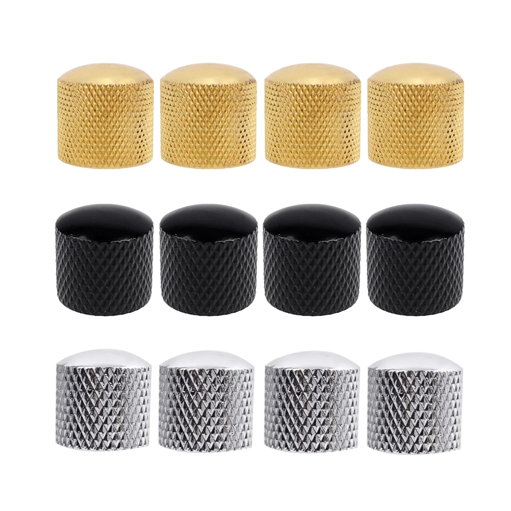 Durable 4 Pieces Metal Electric Guitar Potentiometer Volume Tone Control Knobs Buttons