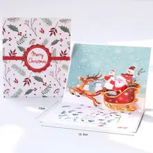 Рождественский Санта-Клаус и олени сани 3D всплывающие поздравительные открытки для рождественских праздников пригласительные подарочные открытки