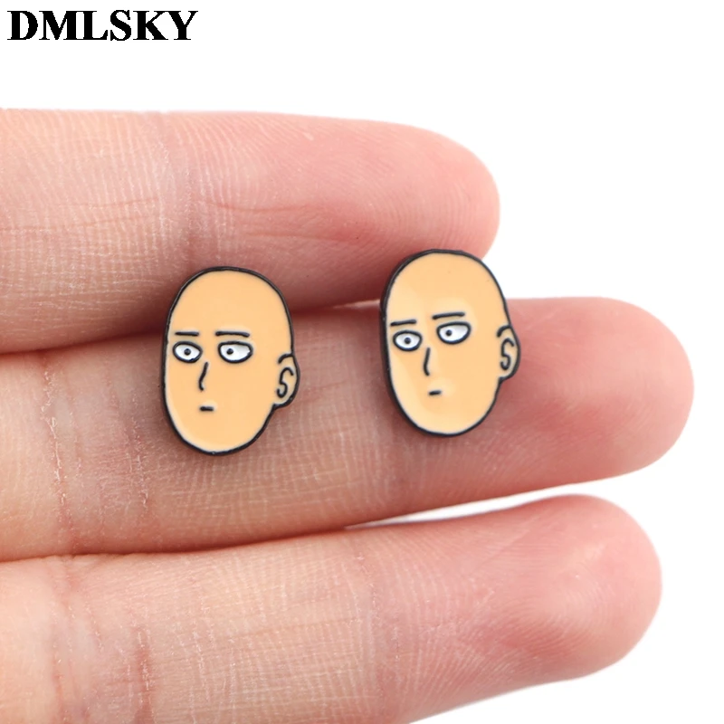 DMLSKY ONE PUNCH-MAN, Мультяшные серьги-гвоздики, забавные серьги, ювелирное изделие, не вызывает аллергию, серьги-гвоздики, подвеска для девочек, милый подарок M4034