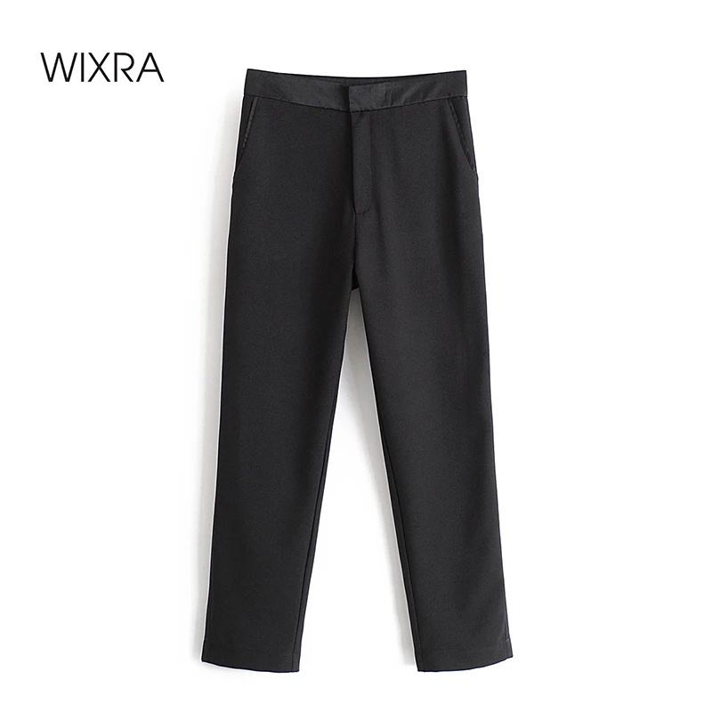 Wixra Women's Black Suit Pants Zippers New Office Lady High Waist Long Pencil Pants For Female Summer Autumn Wixra Women's Black Suit Pants Zippers New Office Lady High Waist Long Pencil Pants For Female Summer Autumn