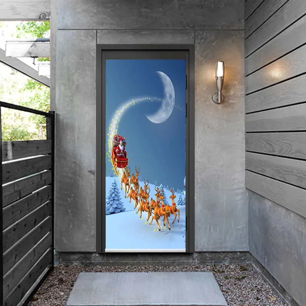 Christmas Decoration Door Stickers 3D Simulation Removable Wall Stickers Christmas Decorations for Home Door Stickers 19Oct09