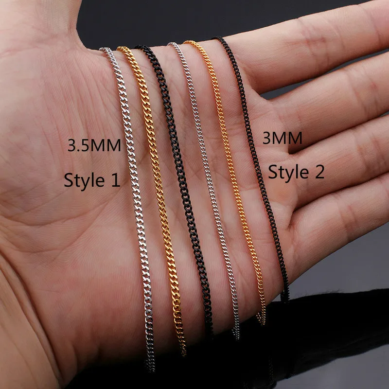 3MM 3.5MM Small Cuban Chains Necklaces Stainless Steel Jewelry DIY Pendant Necklace USENSET cuban necklaces,stainless steel necklace,pendant necklaces,metal necklace,pendant necklace
