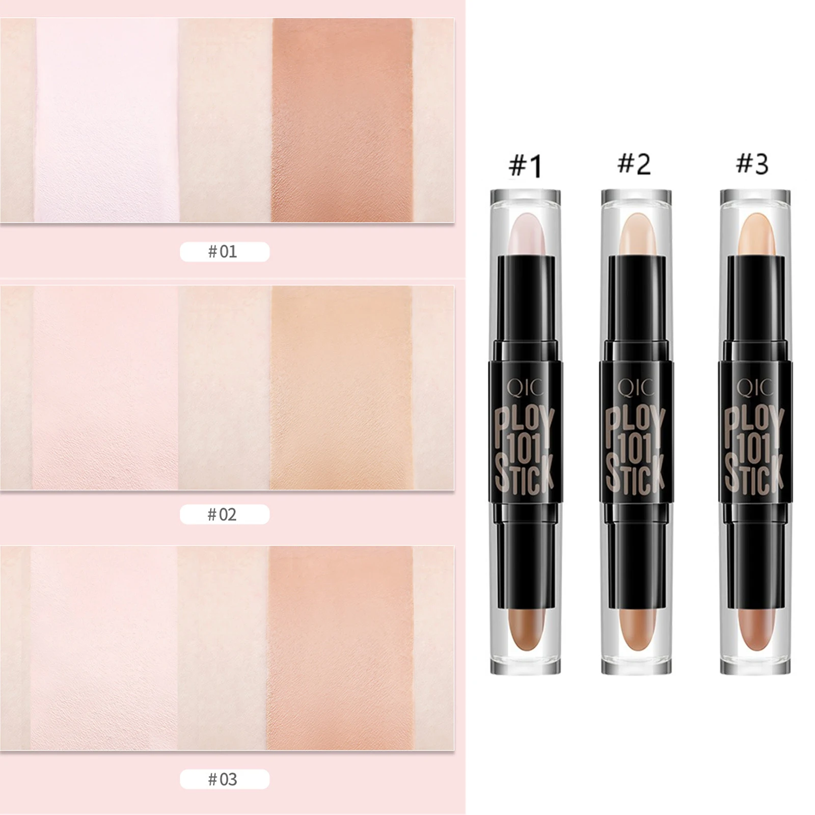 Face Highlighter Double-end Stick Oil-control Concealer Pencil Long Lasting Makeup