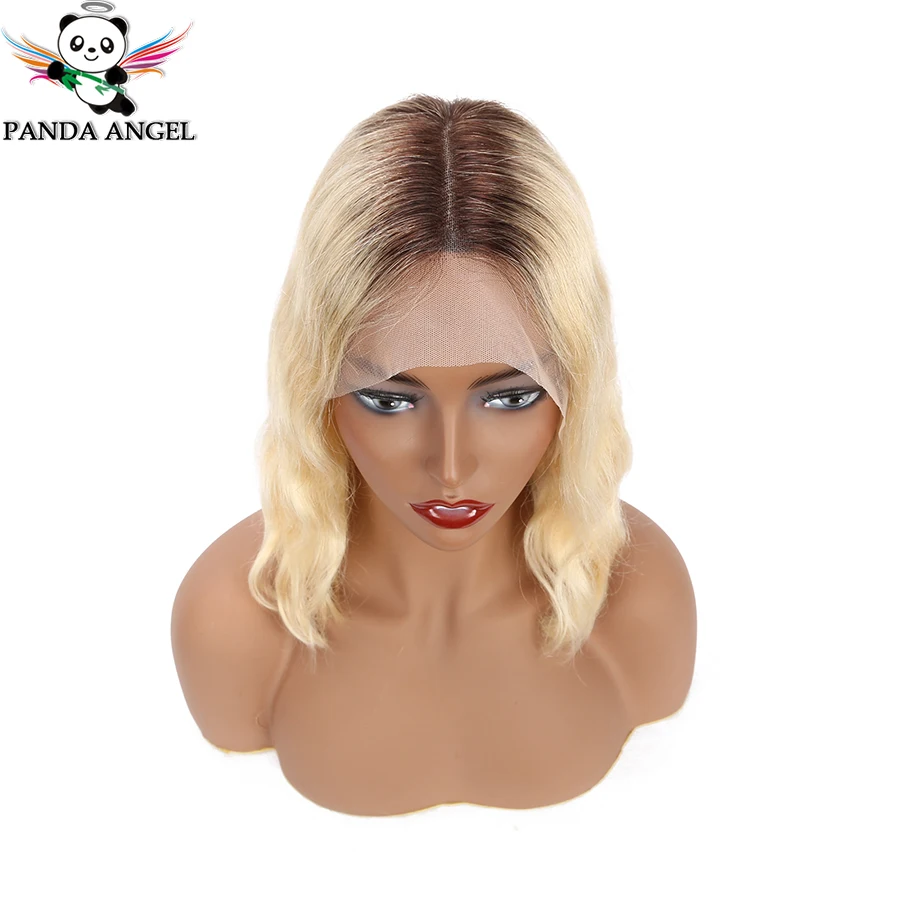 Panda Blonde 613 объемные волнистые человеческие волосы на кружеве боб парики для черных женщин бразильские 150% Плотность 1B светлые короткие парики Remy