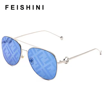

Feishini 2020 Oversized Tinted Pilot Sunglasses Women Luxury Brand Fashion Flat Top Clear Lens Men Eyewear Shade Mirror UV400