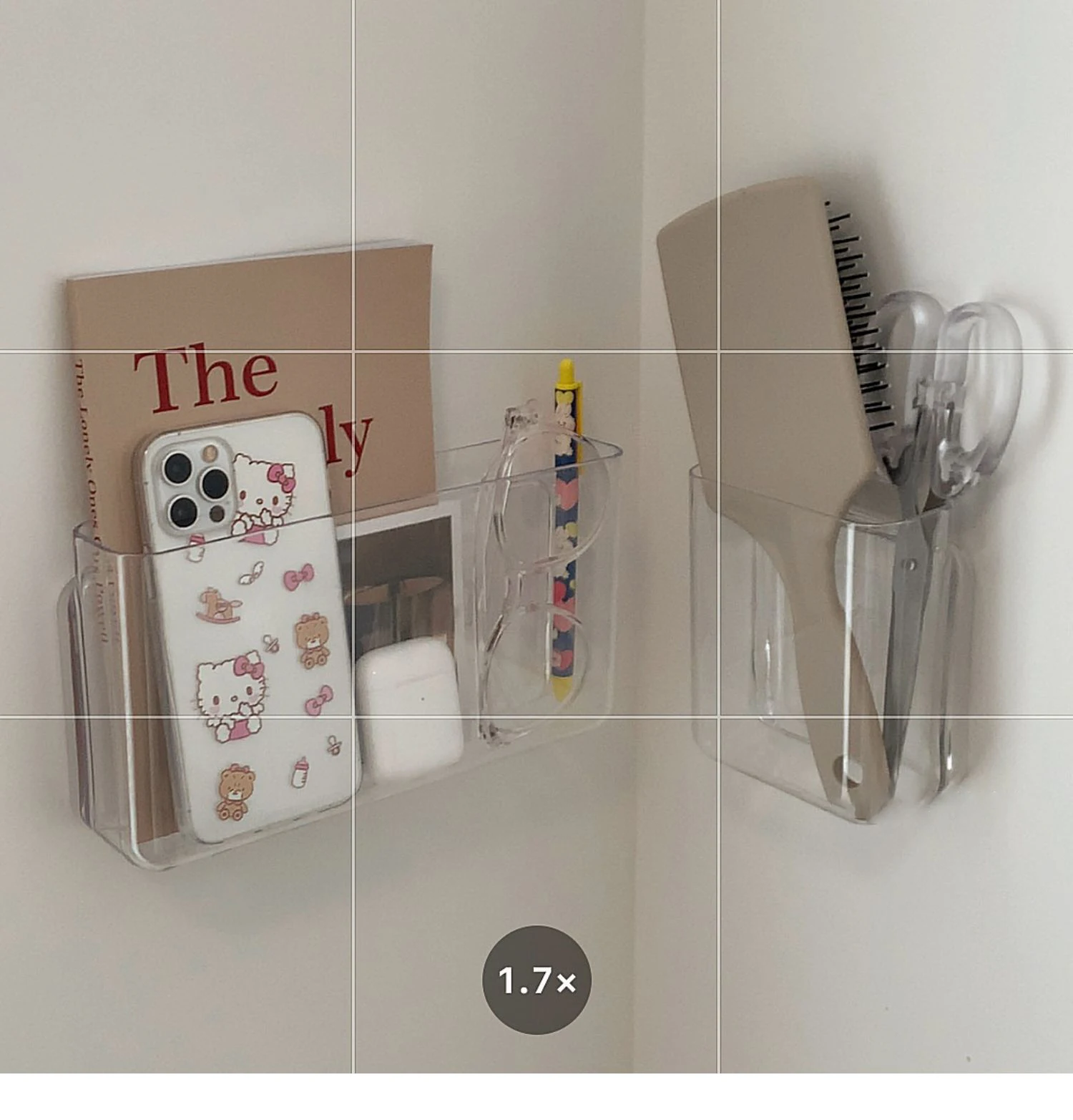 Wall Hanging Storage Bag Transparent Acrylic Dormitory Organizer Without Punching Student Bedroom