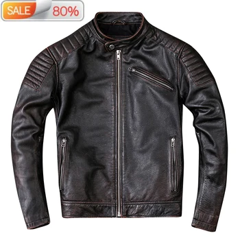 

Autumn Winter Men Clothes 2020 Genuine Jacket Vintage Real Cow Leather Jackets Chaqueta Cuero Hombre ZL399
