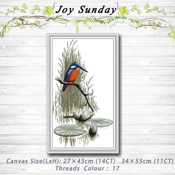 

Birds by the river animals decor painting 14CT 11CT counted cross stitch kits embroidery sets Needlework Sets Home decor