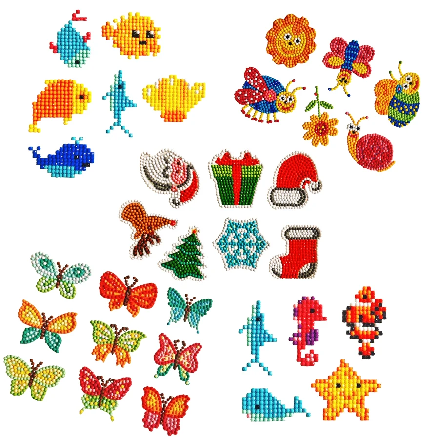 

DIY Stickers Animals Kids Round Diamond Painting Stickers DIY Full Drill Round Butterfly Diamond Painting Cartoon Sticker