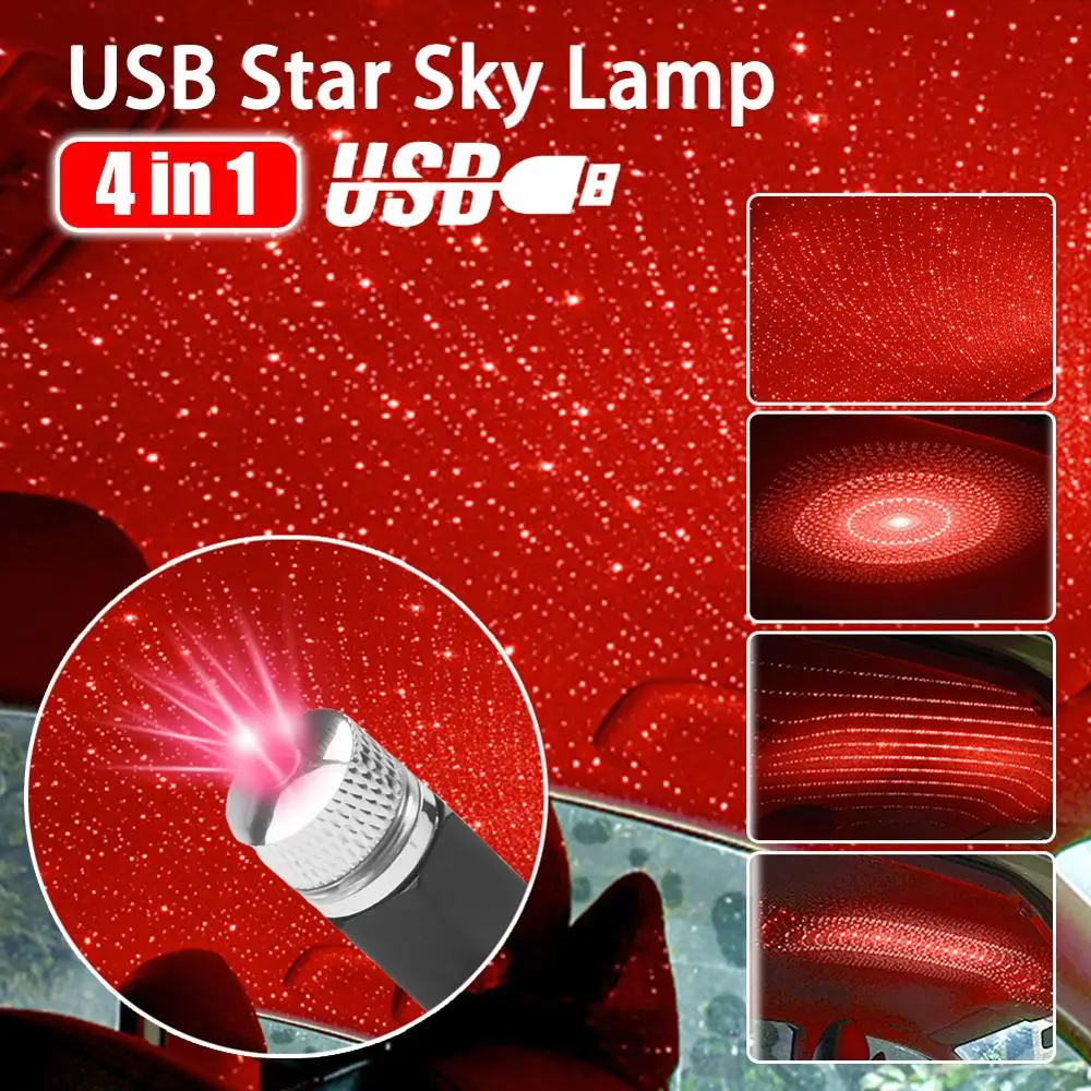 

Car Roof Star Light Interior LED Starry Laser Atmosphere Ambient Projector USB Auto Decoration Night Home Decor Galaxy Lights