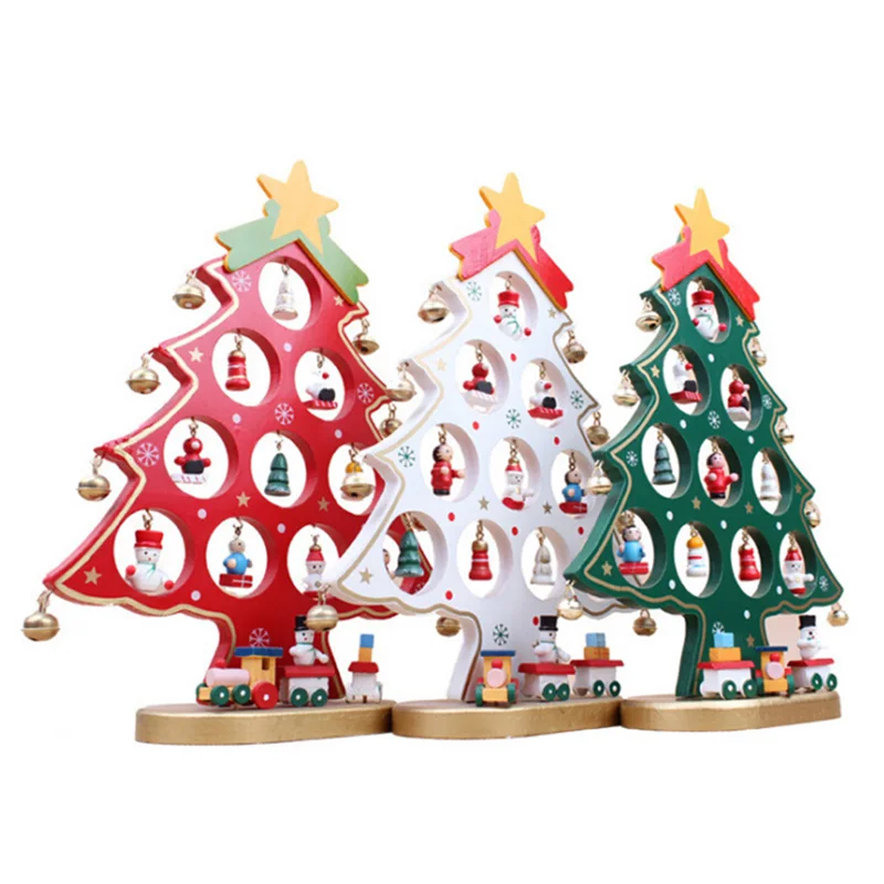 

1pc DIY Cartoon Wooden Artificial Christmas Tree Decorations Ornaments Wood Mini Christmas Trees Gift Ornament Table Decoration