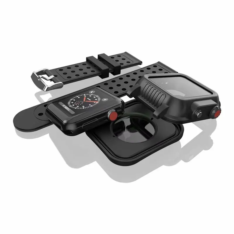 IP65 Водонепроницаемый чехол для Apple Watch 4 40/44 мм силиконовый спортивный ремешок для смарт-Часов Watch Series 4, 2, 3, ремешок с Защитный чехол 38/40 Coque
