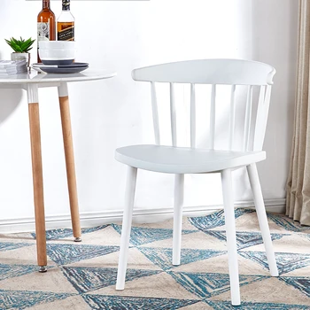 

Simple Modern Nordic Windsor Chair Plastic Chair Dining Chair Back Home Adult Student Leisure Net Red Desk Chair