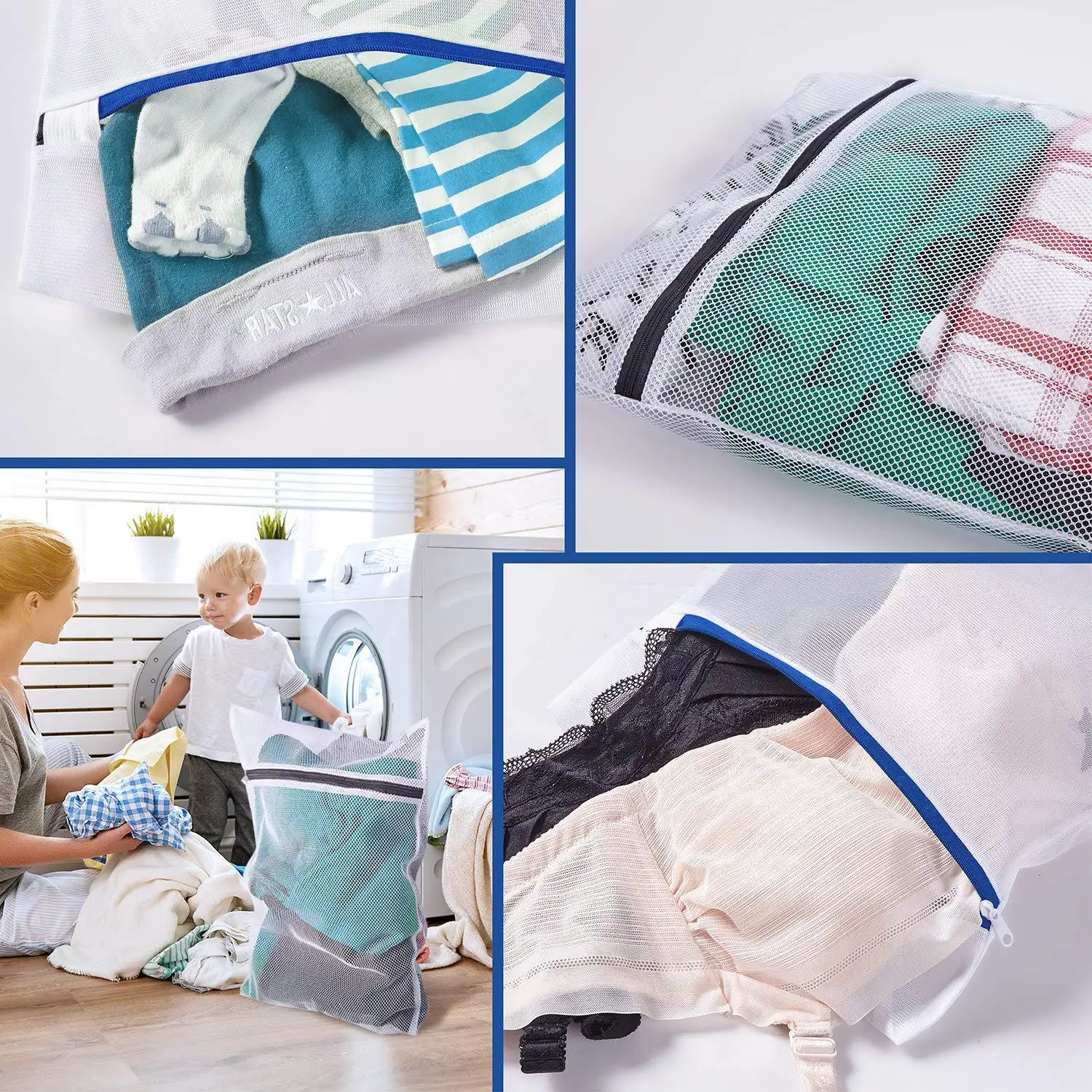 15 Size Mesh Laundry Bag Polyester Laundry Wash Bags Coarse Net Laundry Basket Laundry Bags for Washing Machines Mesh Bra Bag