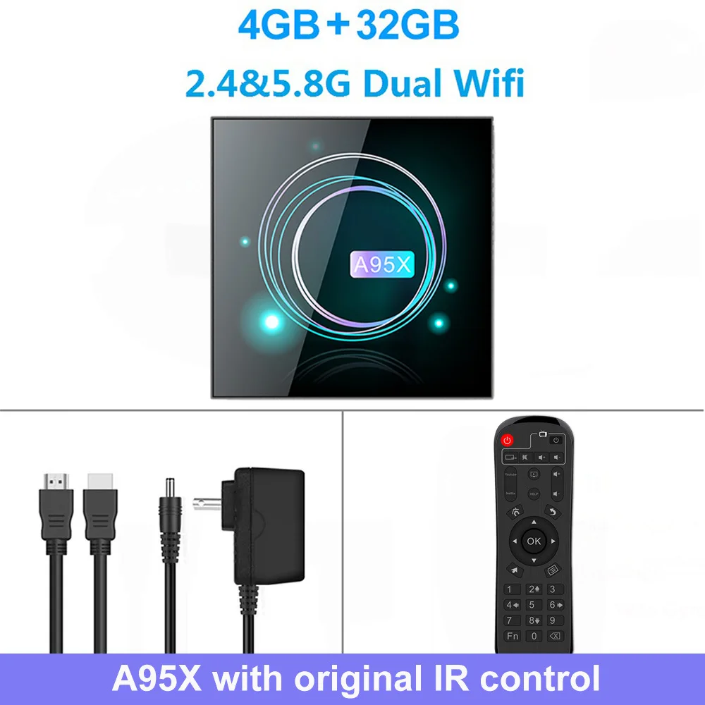 4G 32G LEMADO tv Box Android 9,0 Amogic S905X3 4 Гб ОЗУ 64 Гб ПЗУ 4K 75fps Netflix Google голосовой помощник A95X Android tv Box 2G 16G - Цвет: 4G 32G