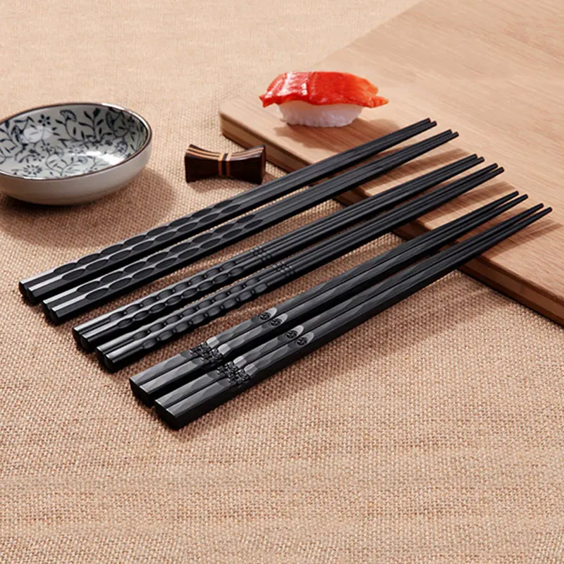 

1Pair Reusable chopsticks Chinese chopsticks Alloy Non-Slip Sushi Food sticks Chop Sticks Gift