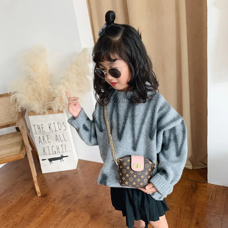 

Korean-style Children Bag Printed Letter Bucket Bag Pu Fashion Girls Shoulder Bag Versatile Children Purse Accessories Bag