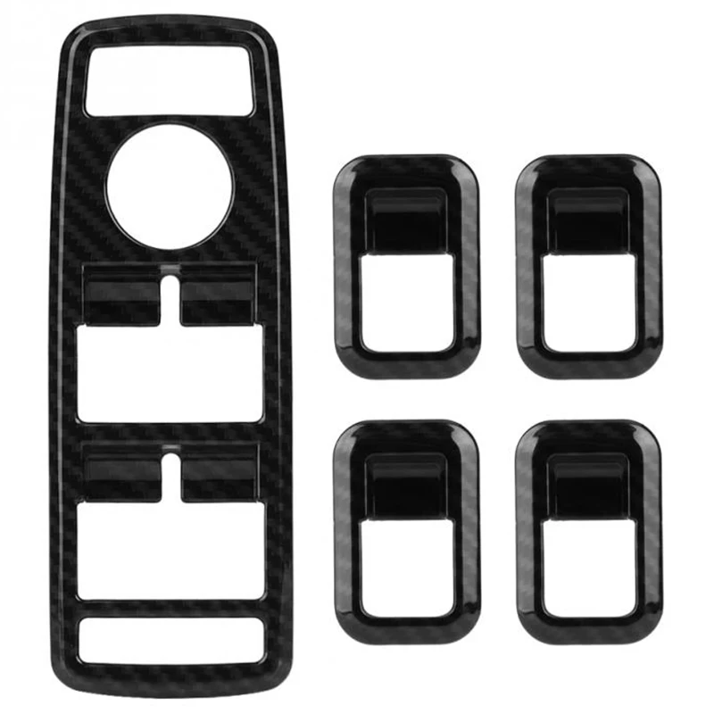 5Pcs Car Auto Carbon Fiber Window Switch Button Trim Cover Frame For Mercedes Benz A B C E Cla Gla Glk Ml Gle Class W204
