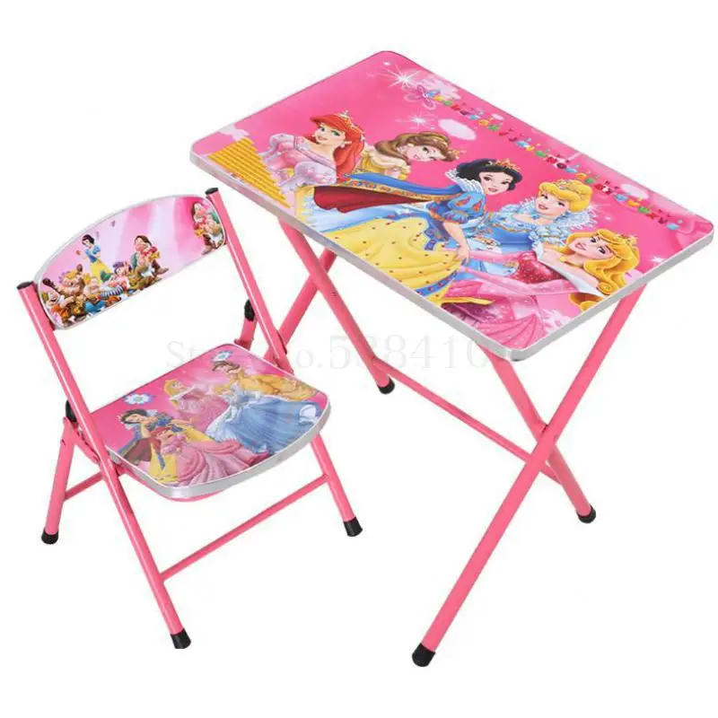 Cartoon Kindergarten Pupils Children Folding Study Desk And Chair Set