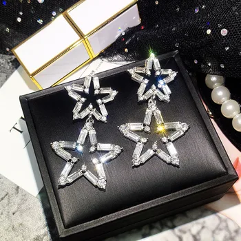

1 Pair Luxury Big Star Drop Earrings For Women Party Statement Earrings Lucky Jewelry Korean Style