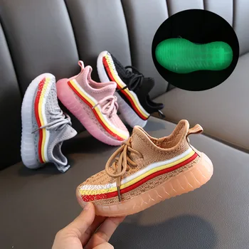 

2019 Autumn Children's Rainbow Coconut Shoes New Boys and Girls Sports Light Shoes Casual Luminous Shoes Children's Shoes