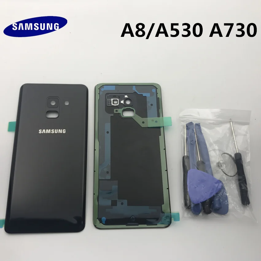 Чехол для samsung Galaxy A8 A530 A8+ plus A730, задняя крышка, корпус, запасные части+ стеклянная рамка для камеры+ Инструменты