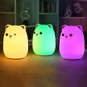 

Colorful Bear Night Light Tap Sensor Switch 3 Modes USB Bedsid Lamp Kids Gifts X4YD